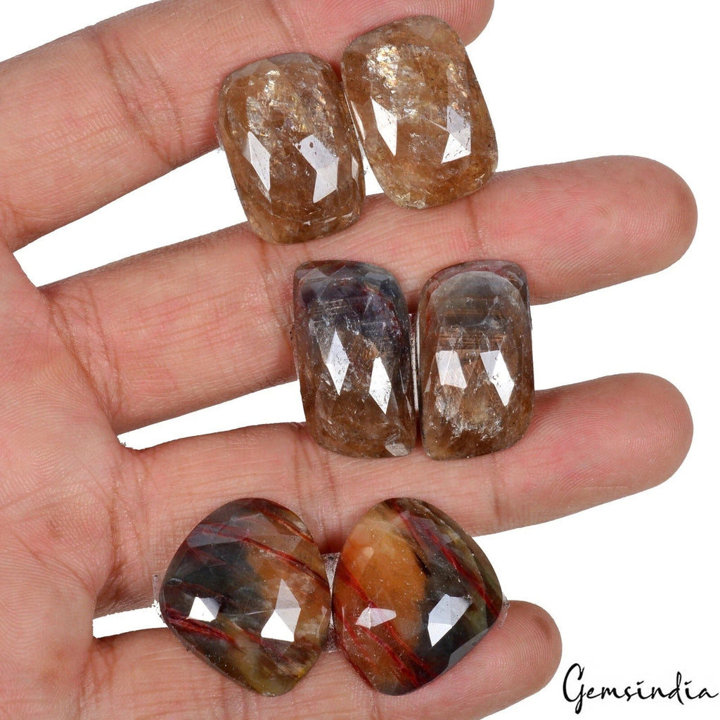 6 Pcs Natural Sapphire 23-26mm Unheated Rose Checker Cut Loose Gemstones Pair