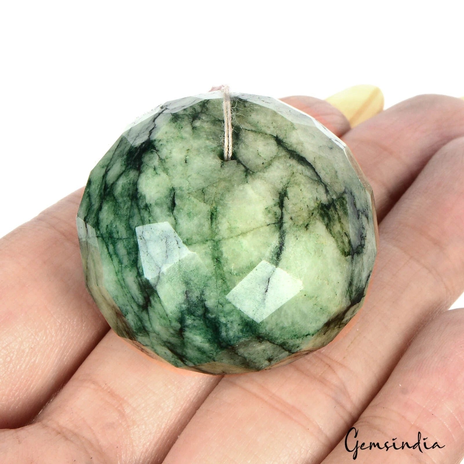 240.00 Ct Natural Green Brazilian Emerald Round Checker Cut Bead Loose Gemstone