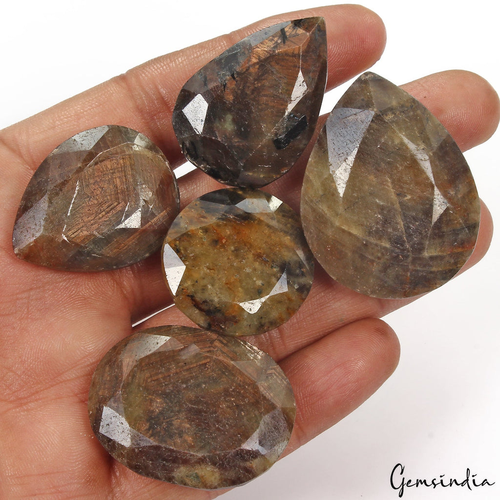 650 Cts/5 Pcs Natural Untreated Bi Color Sapphire Mixed Cut Loose Wholesale Gems
