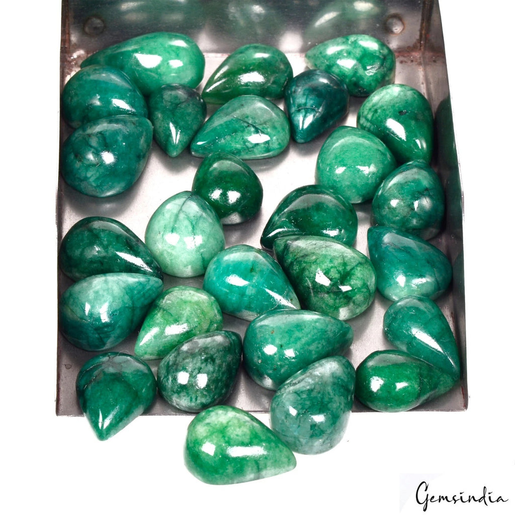 Emerald Lot, Cabochon, Color Enhanced, Green — 27 Pieces, 16mm to 24mm, 440 Ct