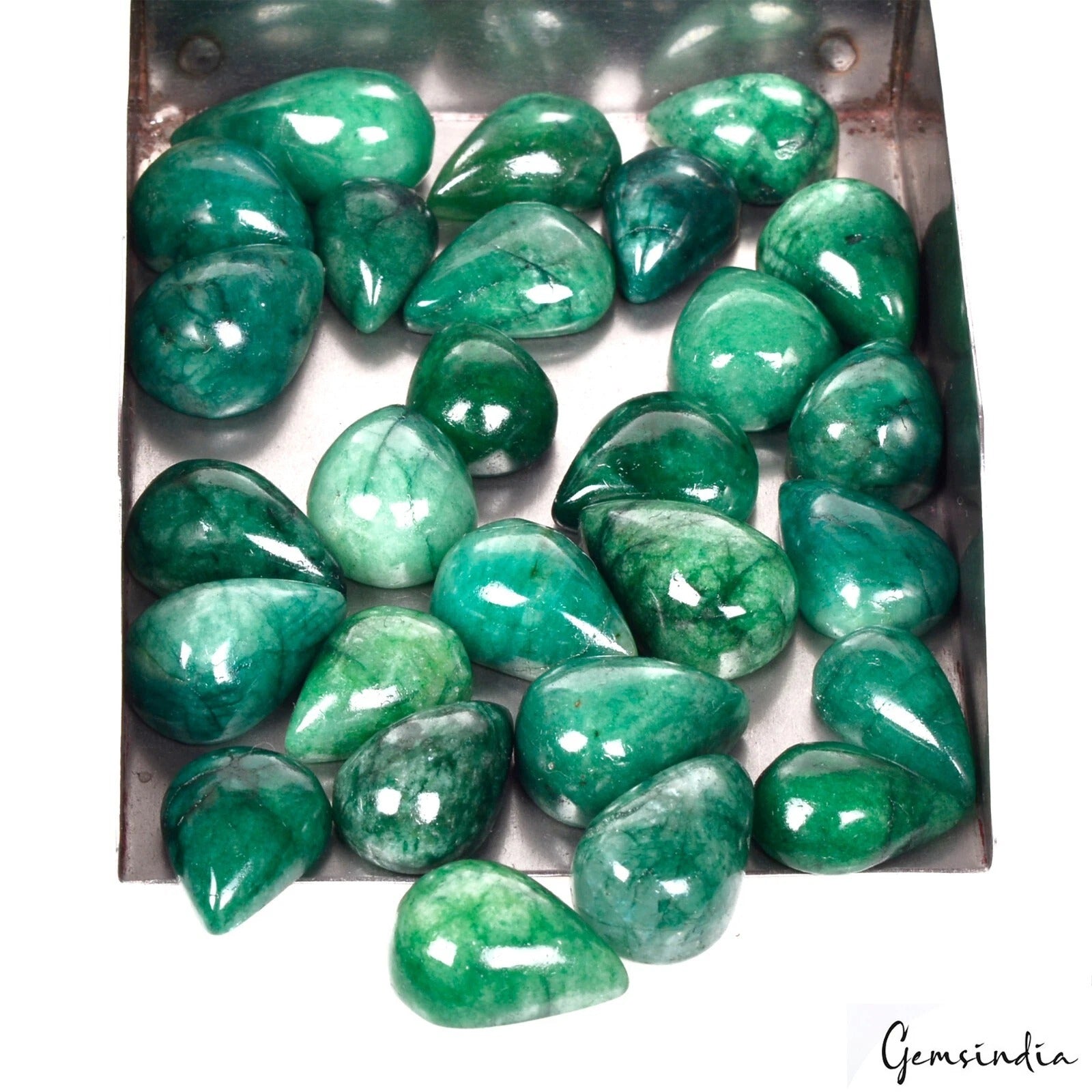 Emerald Lot, Cabochon, Color Enhanced, Green — 27 Pieces, 16mm to 24mm, 440 Ct