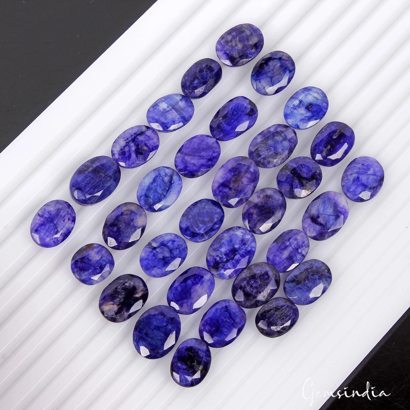300 Cts/32 Pcs Natural Blue USA Beryl Oval Loose Gems Wholesale Lot For Jewelry