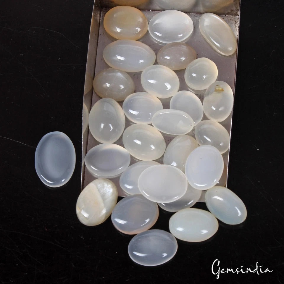 23 Pcs Natural Untreated Silky Moonstone Oval Cabochon Loose Gemstones~236.80 Ct