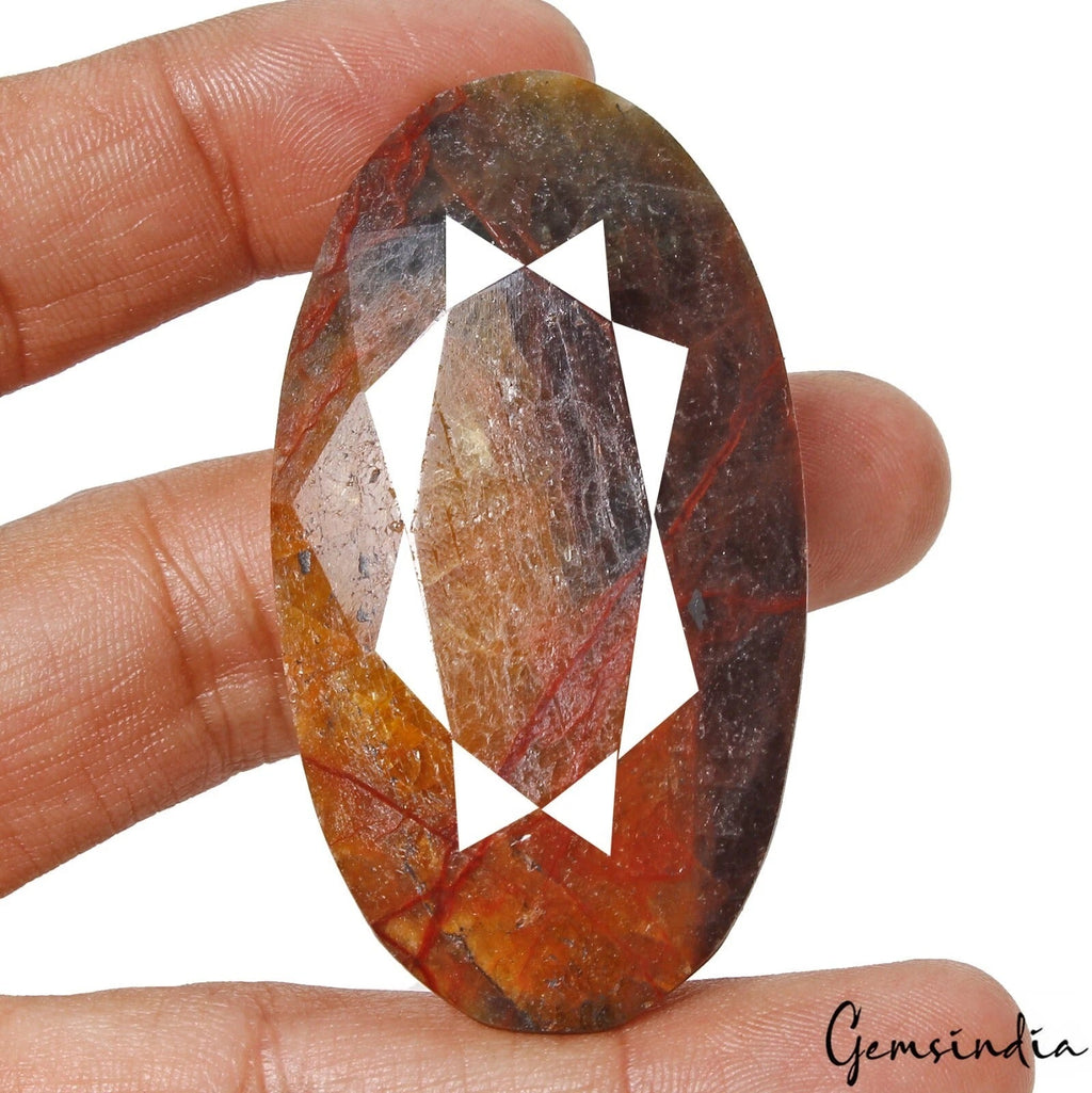 320 Ct Natural Untreated Yellow Brown Sapphire with Red Streak Gems For Jewelry