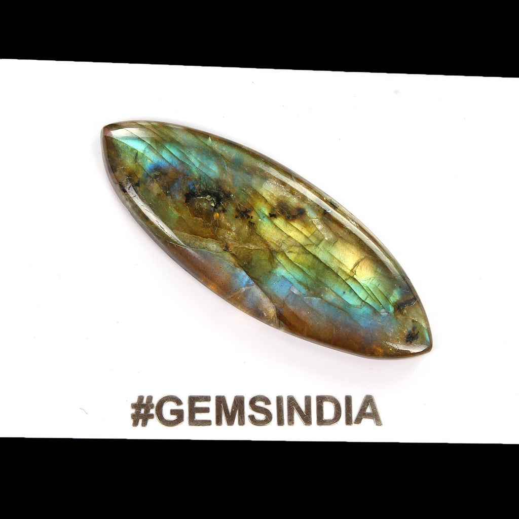 57.50 Cts Natural Untreated Yellow Blue Shine Labradorite Pear Gem For Pendant