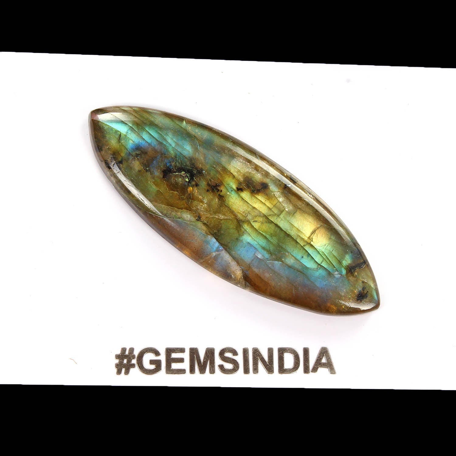 57.50 Cts Natural Untreated Yellow Blue Shine Labradorite Pear Gem For Pendant