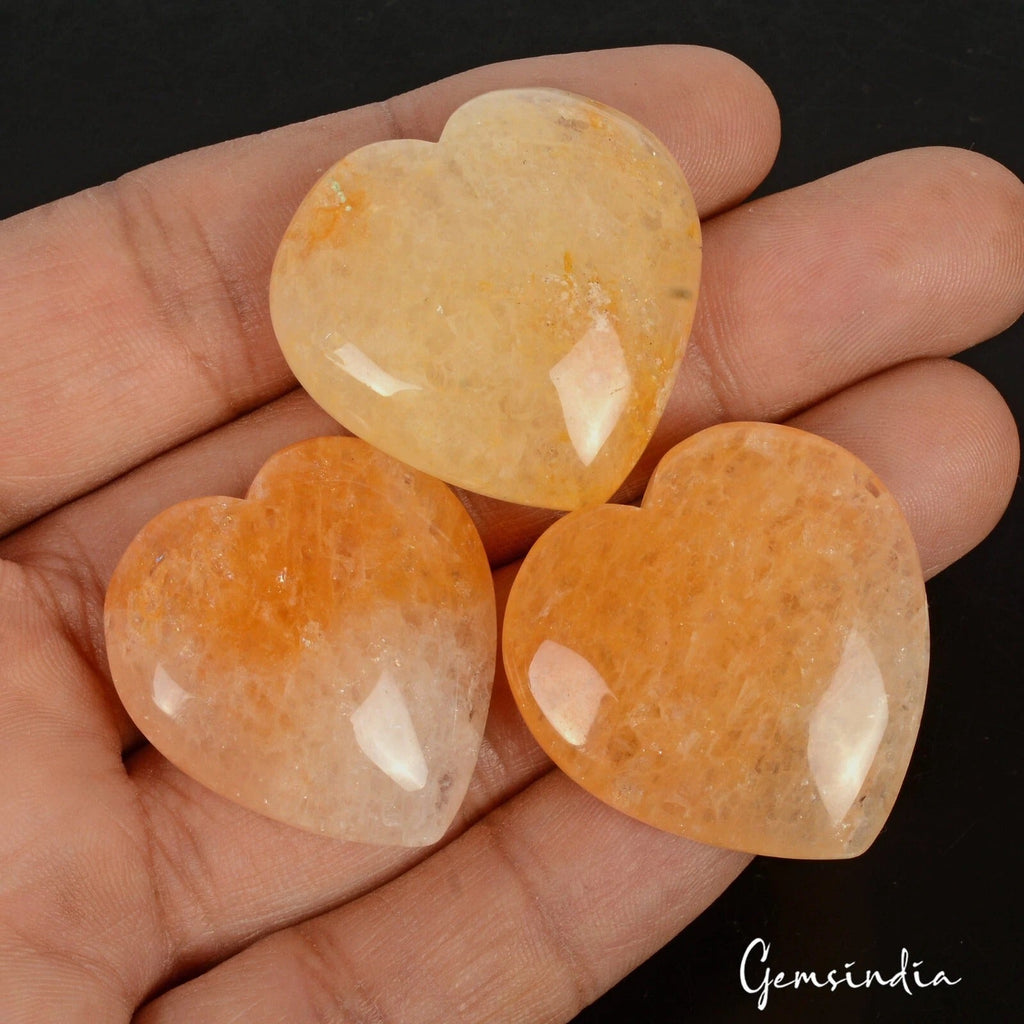 Natural Untreated Yellow Aventurine Heart Cabochon Loose Gems Lot 3 Pc/217.80 Ct