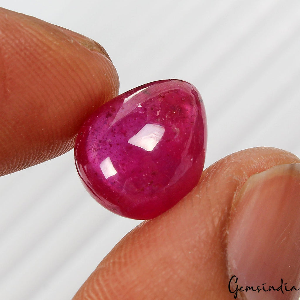 8.20Ct. Natural Gemstone Ruby Top Red Pear Cabochon Heated Mozambique Charming!