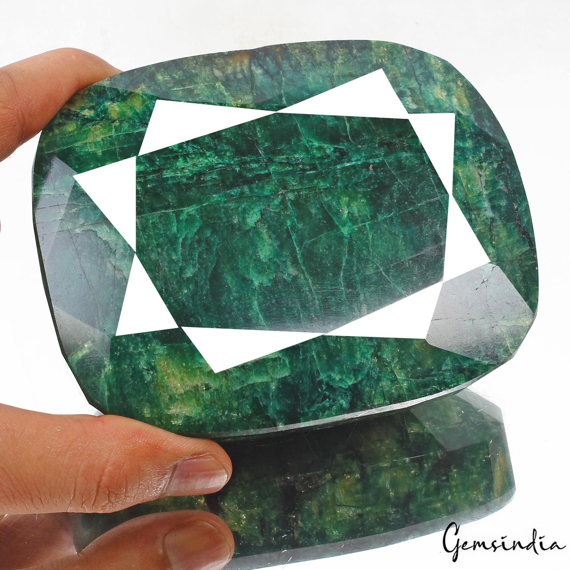 Certified 5130Ct Natural Brazilian Green Emerald Cushion Cut Huge Size Loose Gem