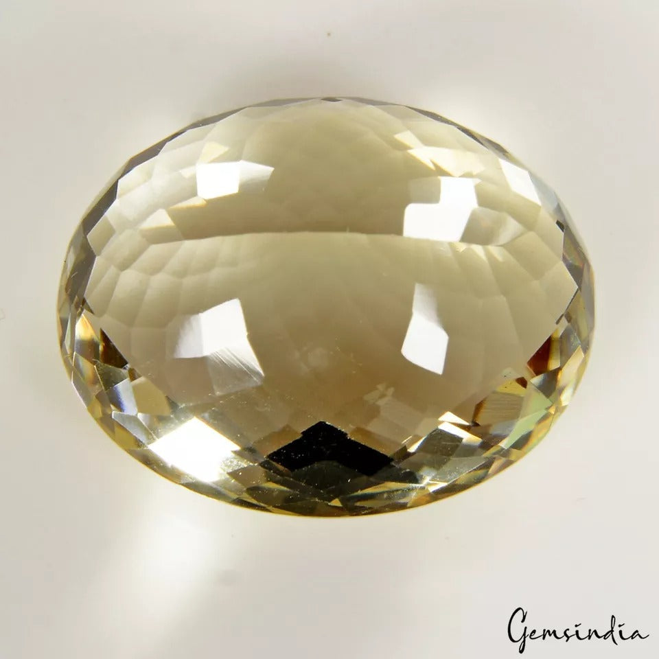 35.80 Cts Natural Untreated Brazilian Yellow Citrine Oval Checker Cut Loose Gem
