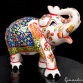 5.2" White Marble Elephant Statue Indian Handmade Home Decor Sculpture ~ 1.6 Kg
