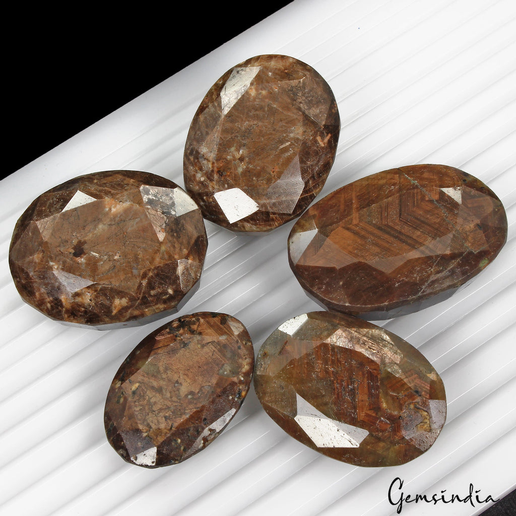 1400 Ct/5 Pcs Natural Untreated Brown Sapphire Oval Faceted Loose Wholesale Gems