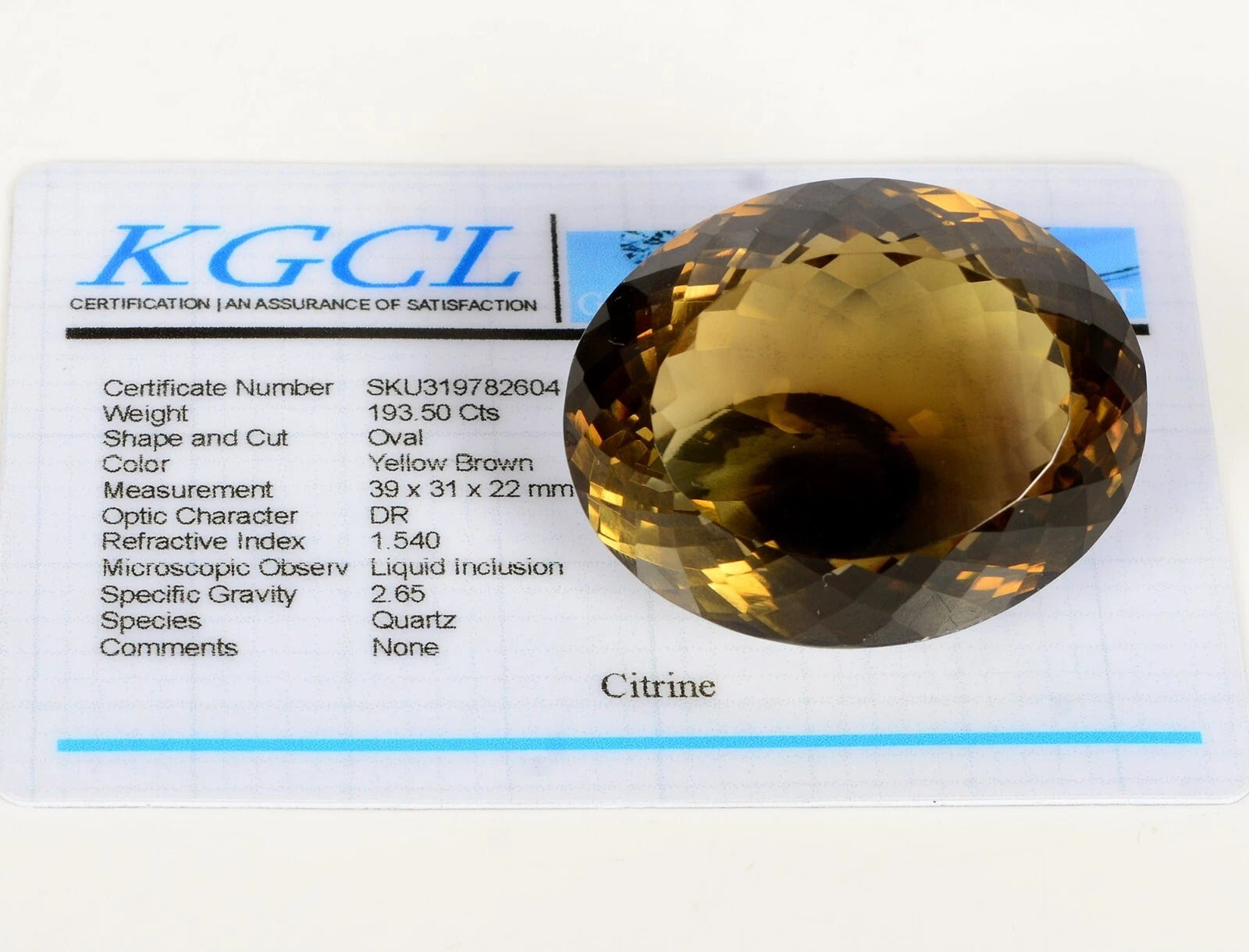 Citrine Loose Gemstone, Untreated — 39x31x22mm, 193.50 Ct, Brazil