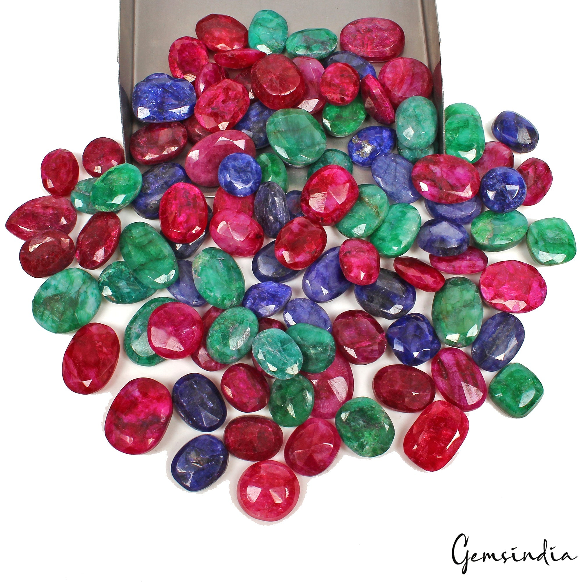 1050 Ct/100 Pcs Natural Blue Pink Beryl Emerald Oval Faceted Loose Wholesale Gem