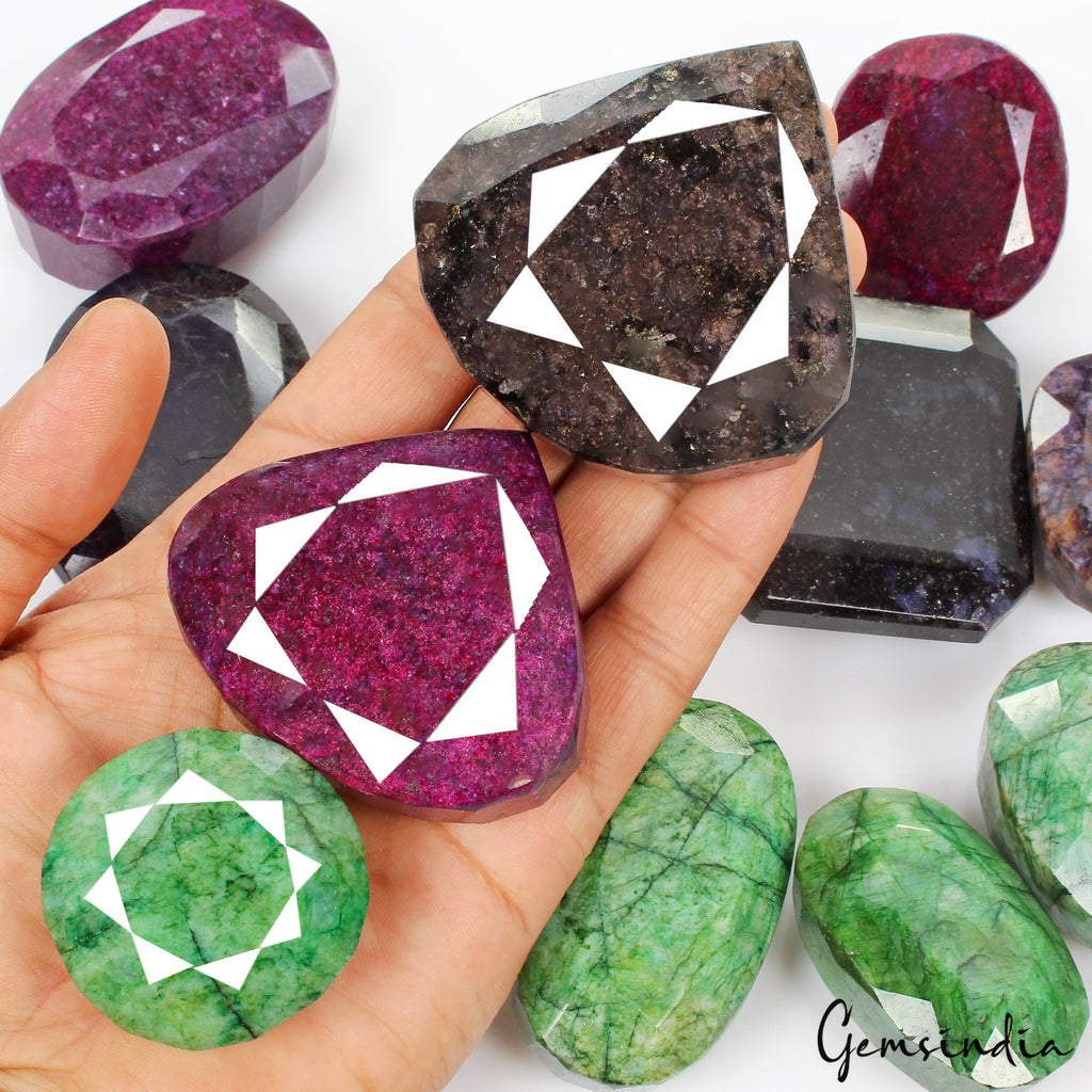 6100 Ct/11Pcs Natural Multi Color Emerald Ruby Sapphire Mixed Cut Loose Gems Lot