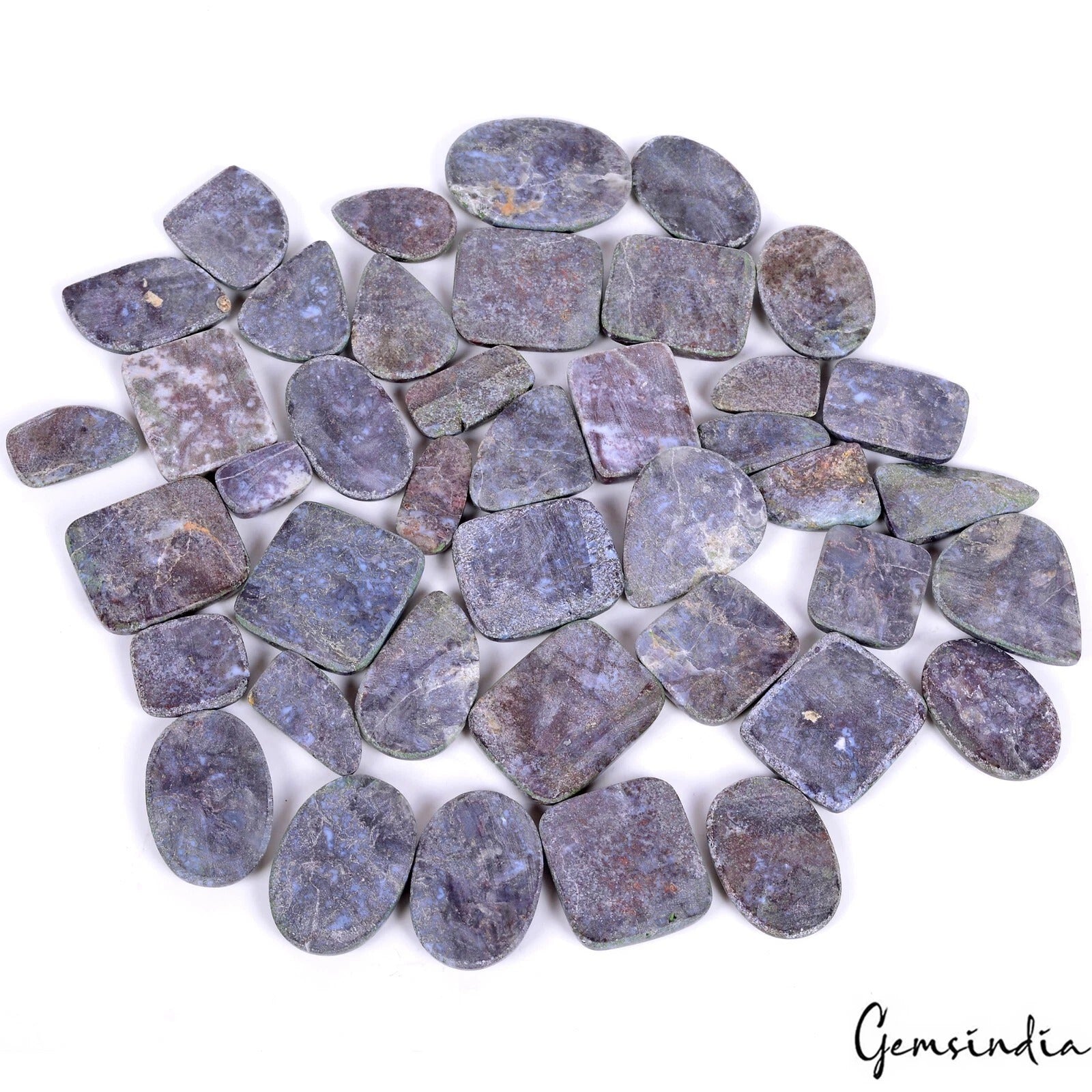 1020 Cts/41 Pcs Natural Untreated Snow Flake Jasper Mix Cab Gems Lot For Jewelry