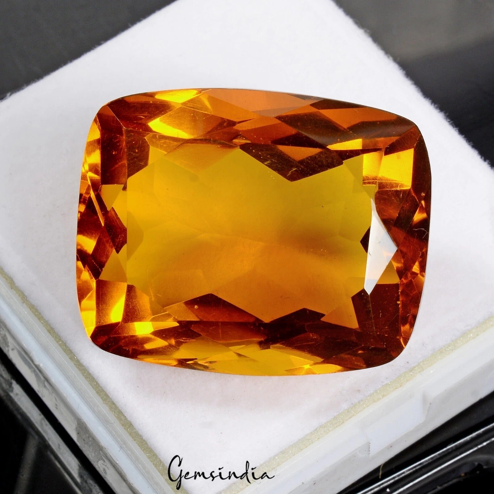 166.80 Ct Lab-created Gem Hydrothermal Orange Cushion Cut Tourmaline For Pendant