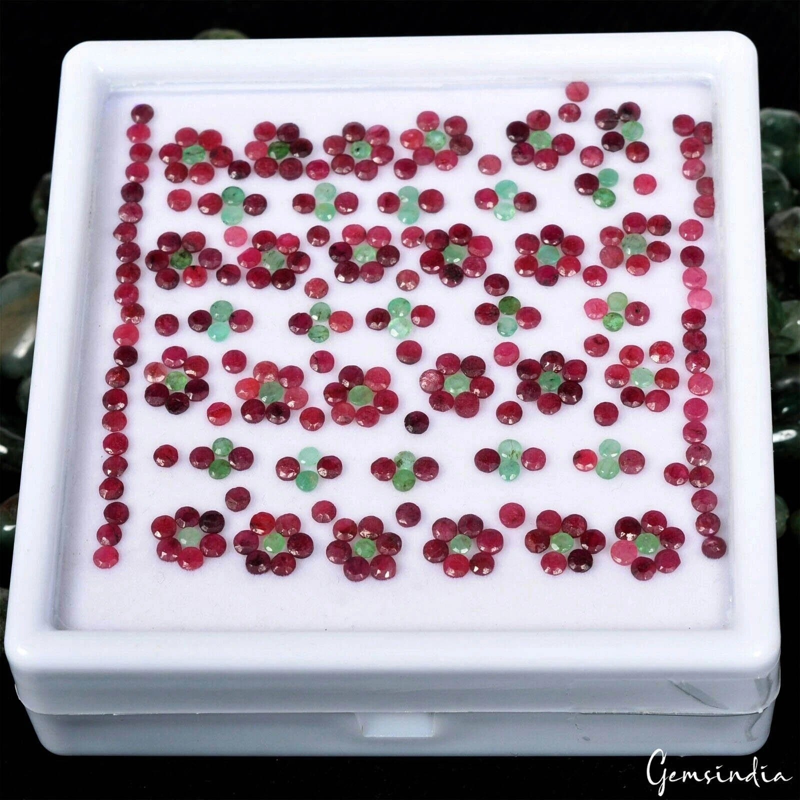 2.5mm-3mm Round Cut Natural Emerald Ruby Loose Jewelry Kind Gemstones~300 Pcs