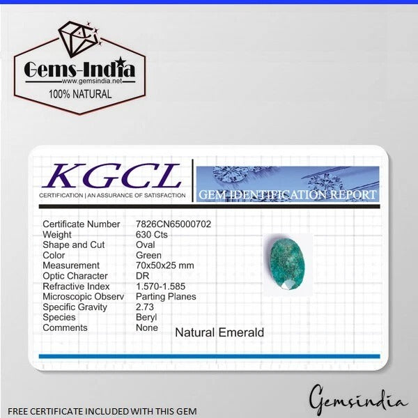 Brazilian Emerald Loose Gemstone, Oval Cut, Color Enhanced — 70 x 50 x 25mm, 630 Ct, Brazil