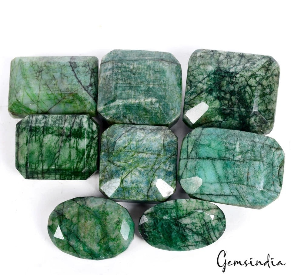 2560 Cts/8 Pcs Natural Brazilian Green Emerald Mix Cut Loose Gems Wholesale Lot