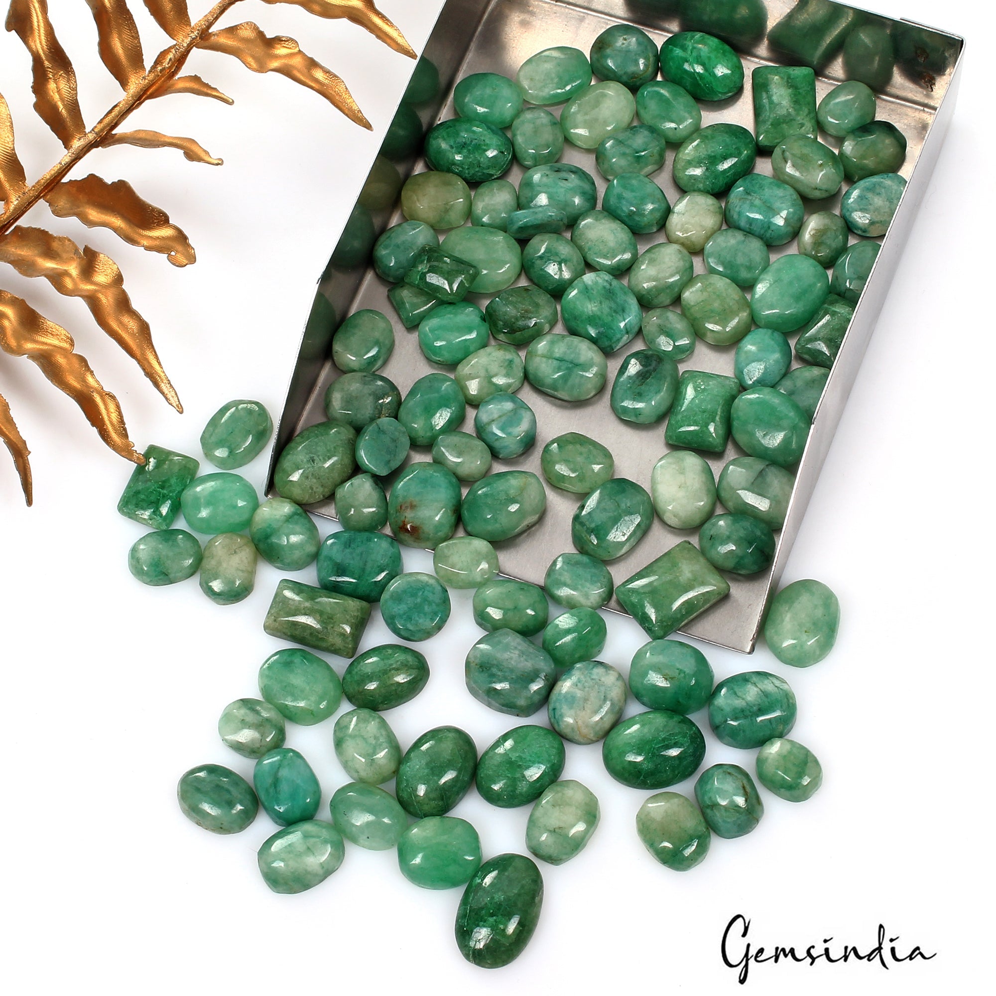 670 Ct/96 Pcs Natural Brazilian Green Emerald Mix Cab Loose Gems Lot For Jewelry