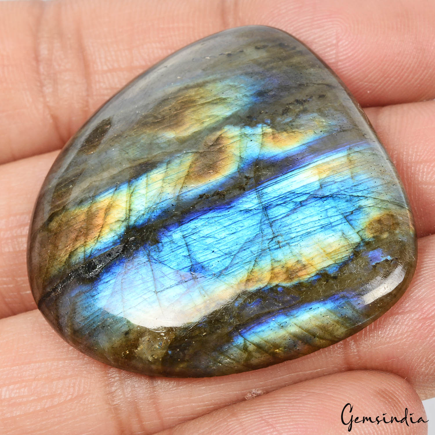 93.70 Ct Natural Untreated Peacock Shine Labradorite Pear Cab Certified Gemstone