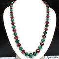 Natural Multi Ruby Emerald Sapphire Gems Round Cut Beads Necklace 19 Inch