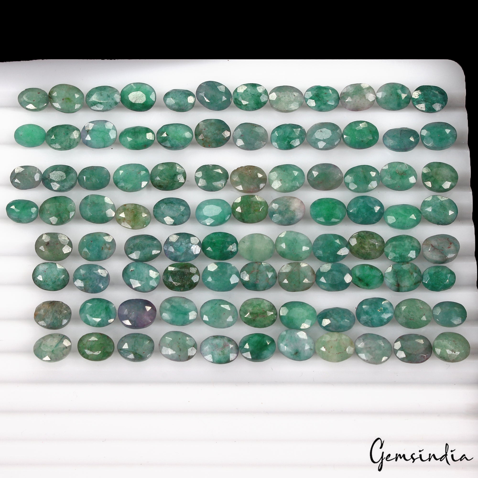 Certified 122 Cts/93 Pcs Natural Green Emerald Oval Faceted Cut Gems For Jewelry