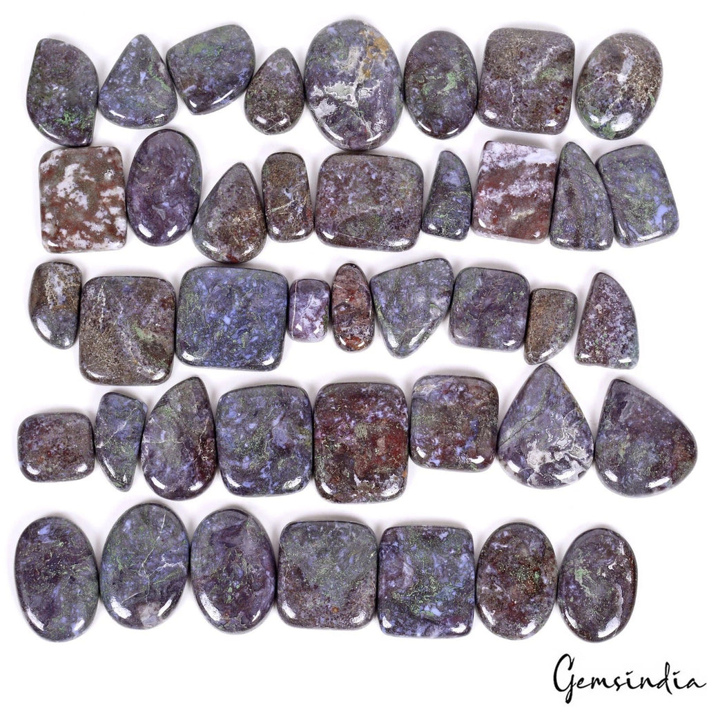 1020 Cts/41 Pcs Natural Untreated Snow Flake Jasper Mix Cab Gems Lot For Jewelry