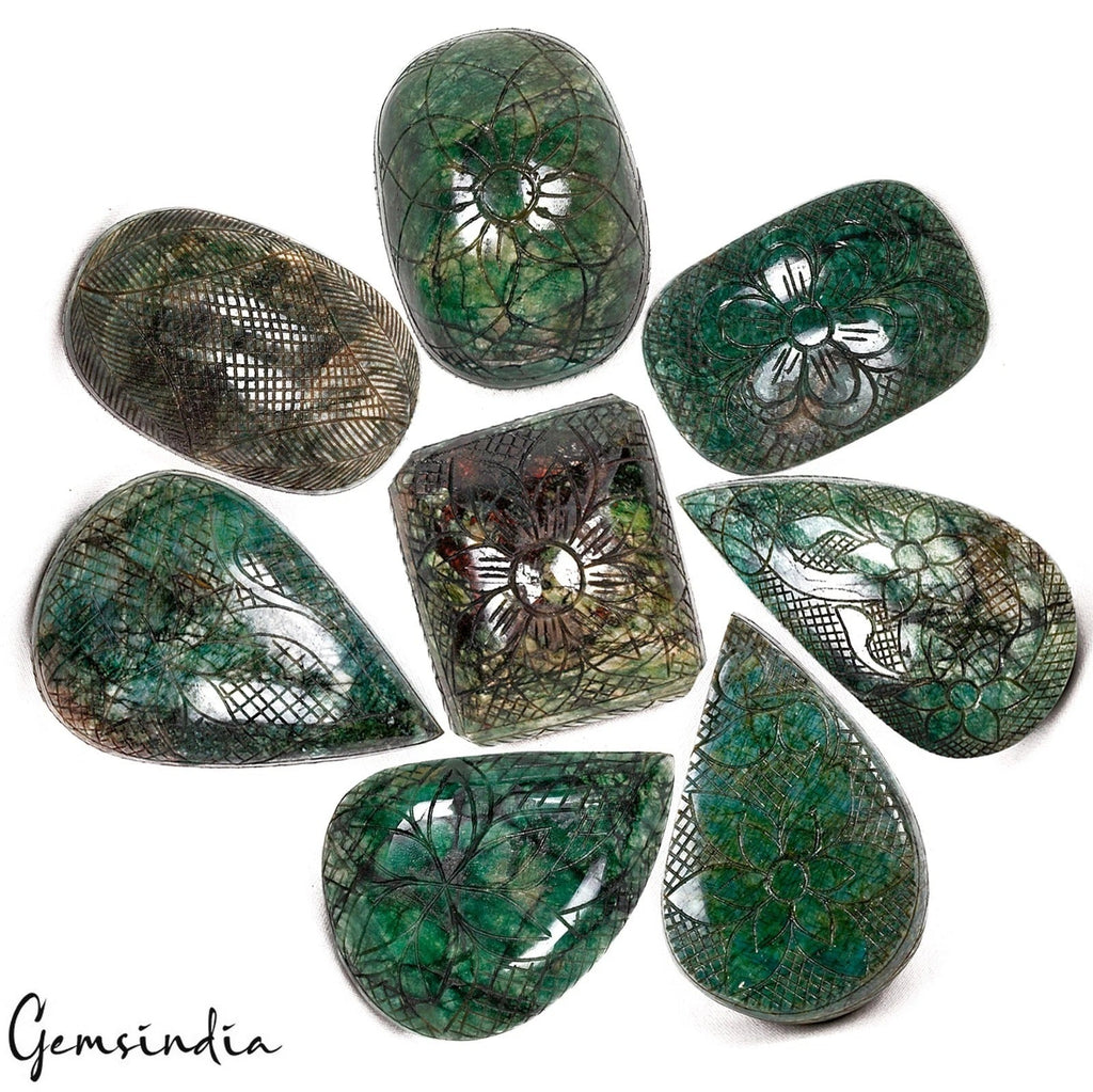3.2Kg Natural Brazilian Green Emerald Mix Cut Carving Masterpiece Wholesale Gems