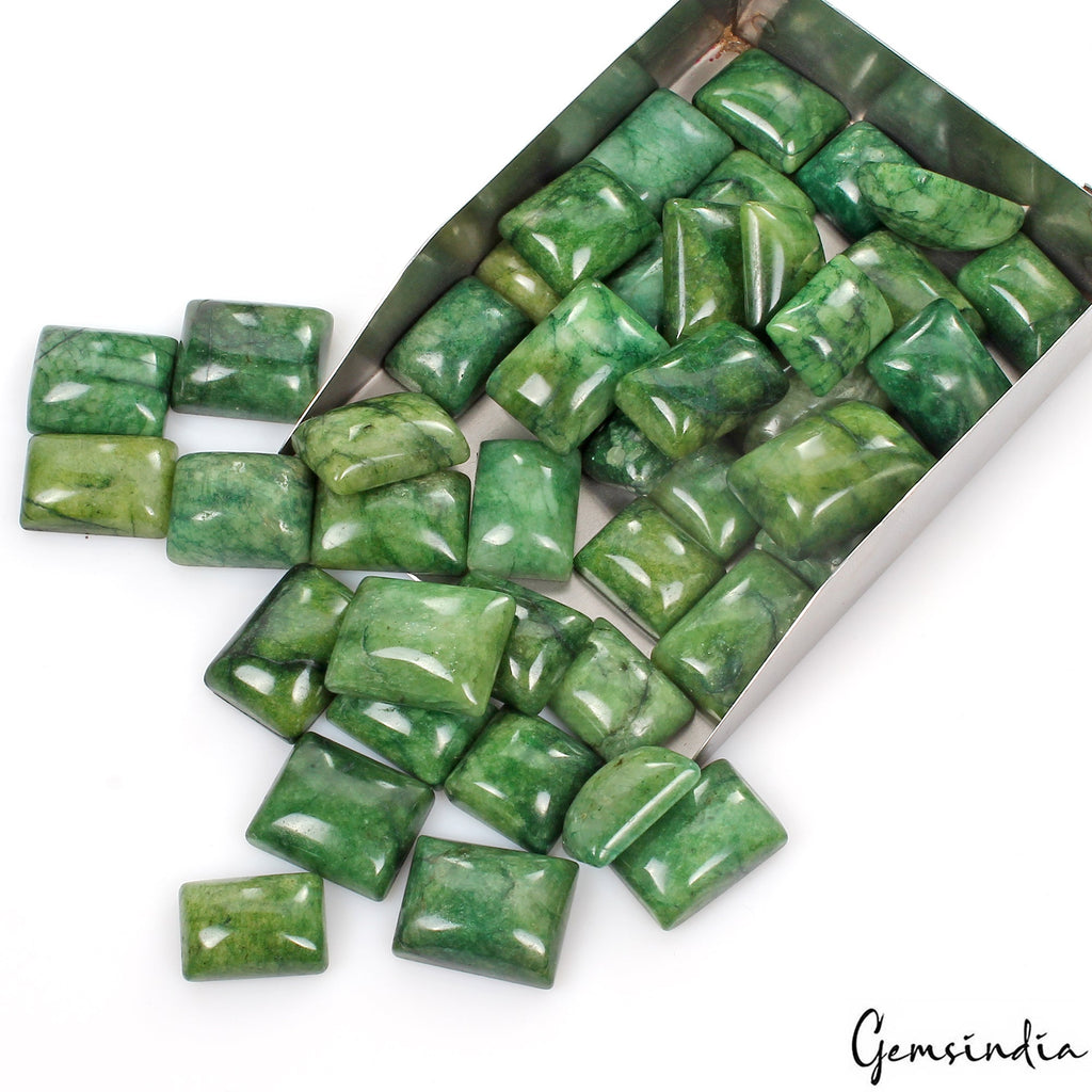 1000 Ct Natural Green Emerald Rectangular Cabochon Loose 15-24mm Gemstones~44 Pc