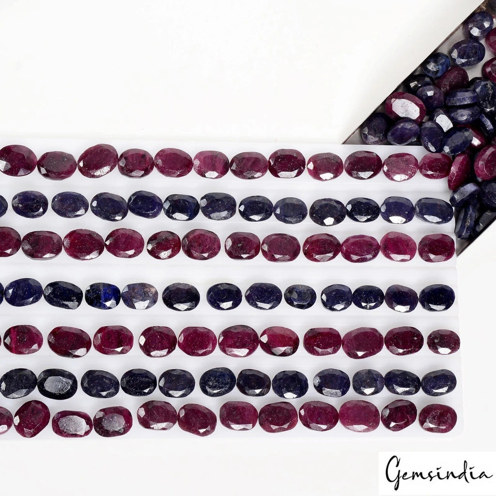 2000 Ct Natural Sapphire & Ruby Oval Cut Loose  13-18mm Gemstones Wholesale Lot