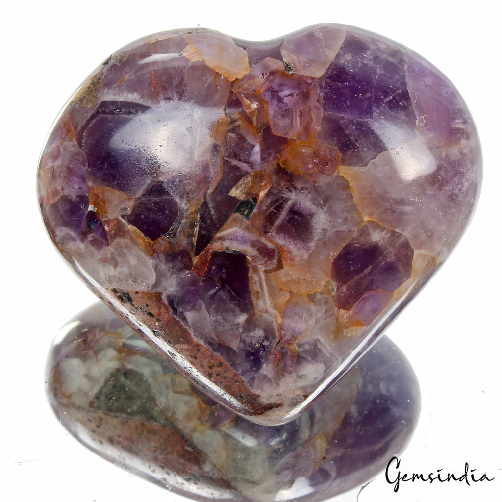 Natural Amethyst Quartz Healing Purple Crystals Yoga Reiki Meditation Heart 52mm