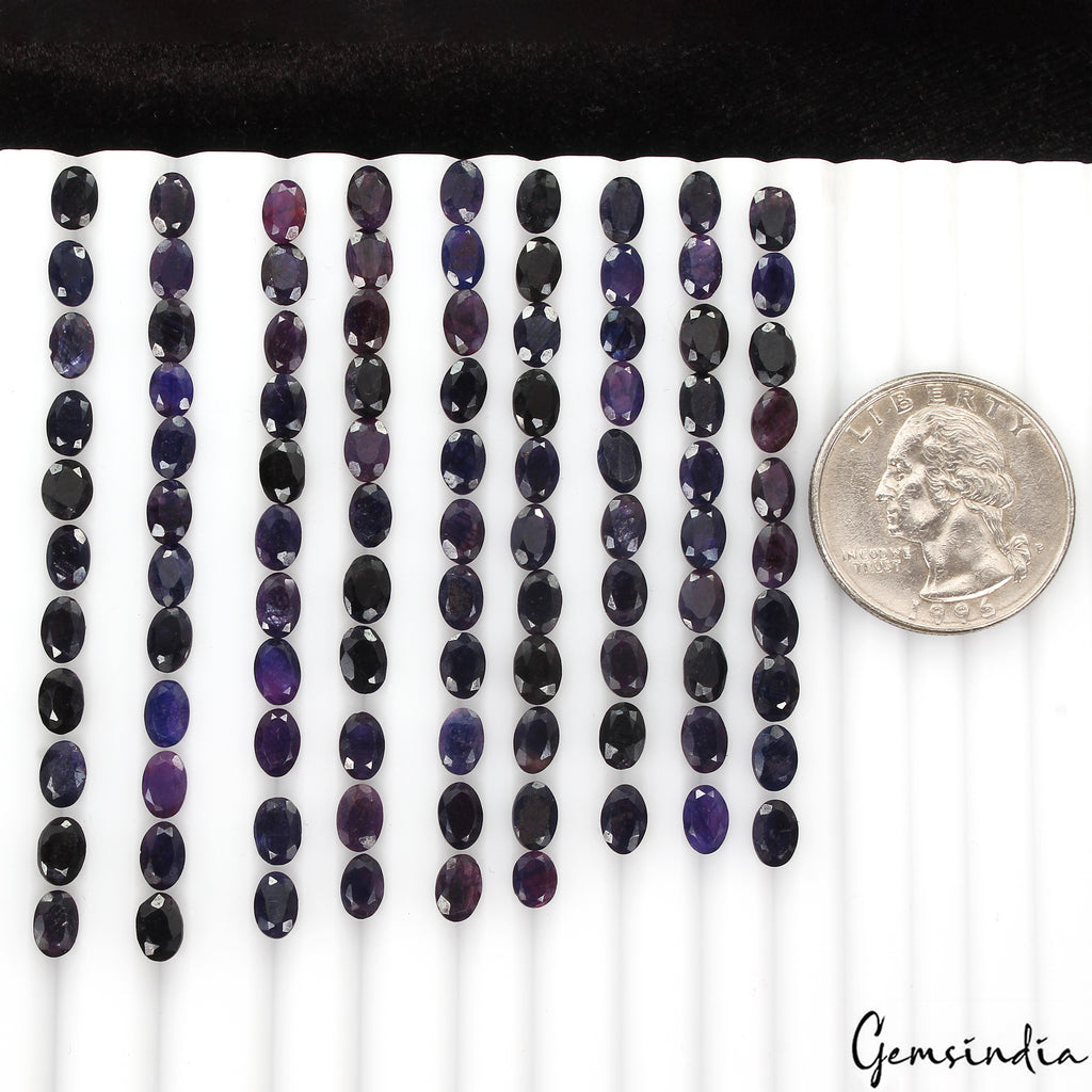 Blue Sapphire Lot, Loose Gemstone, Color Enhanced — 97 Pieces, 5mm to 6mm, 58.10 Ct, Madagascar
