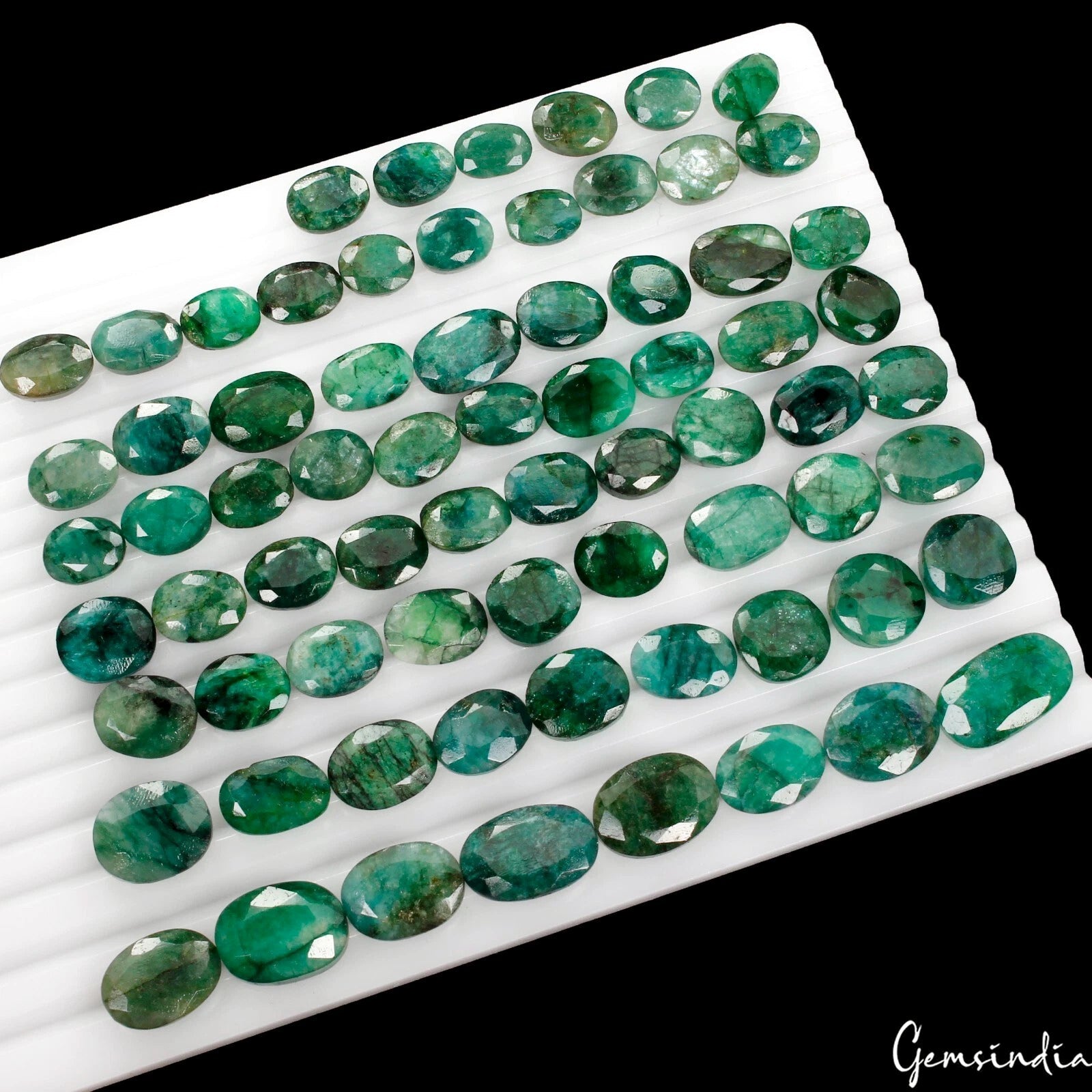 600 Ct/70 Pc Natural Green Zambian Emerald Loose Gemstones Lot Oval Cut 11-21mm