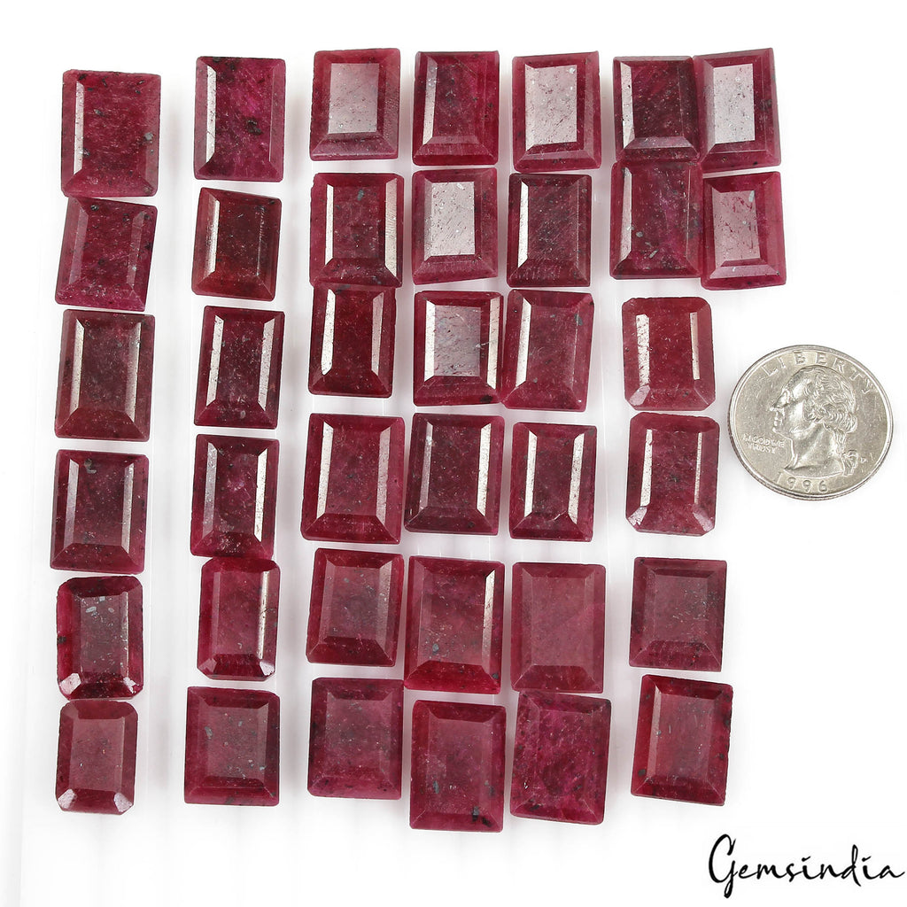 Certified 800 Ct/38 Pcs Natural Red Ruby Baguette Cut Loose Gems Lot For Jewelry
