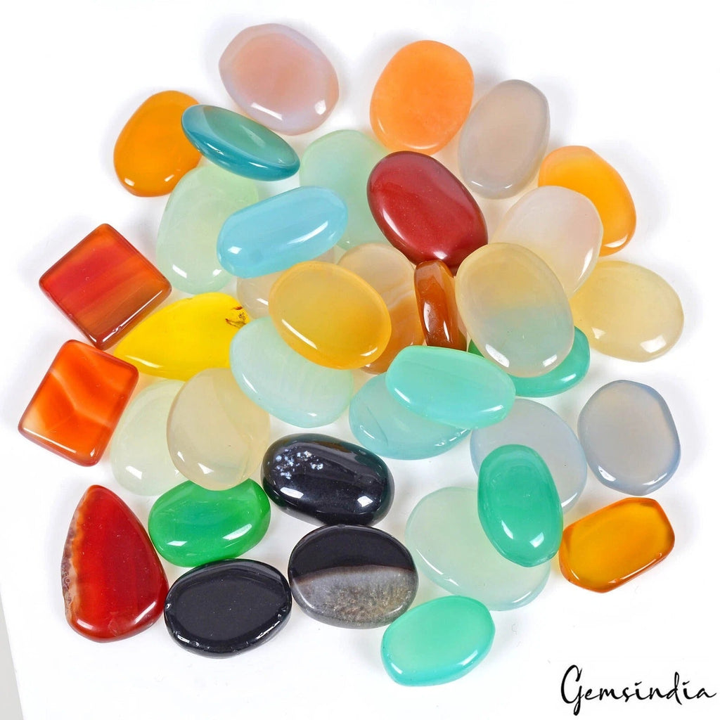 760 Ct Natural Multicolor Untreated Onyx Mix Cab Loose Gems Lot 37Pc For Jewelry