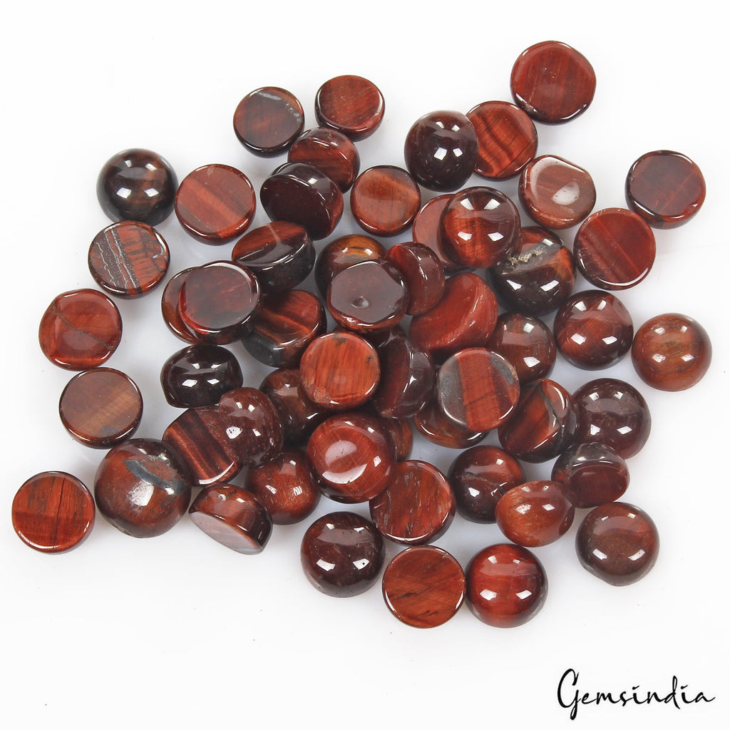 180 Cts/24 Pcs Natural Untreated Red Tiger Eye Round Loose Gem Lot For Jewelry