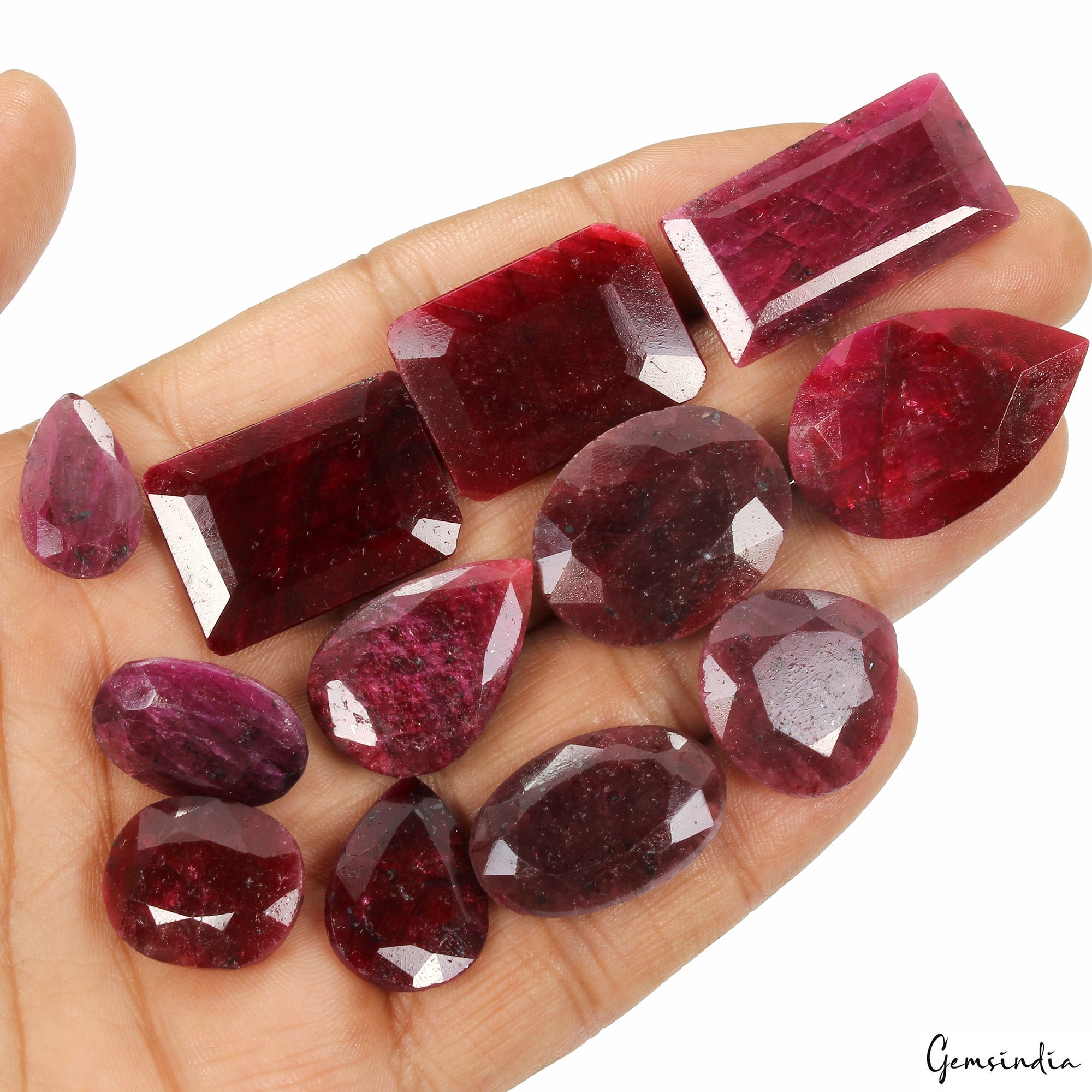 12Pcs Natural African Ruby 18-31mm Mix Faceted Cut Loose Gemstones Wholesale Lot