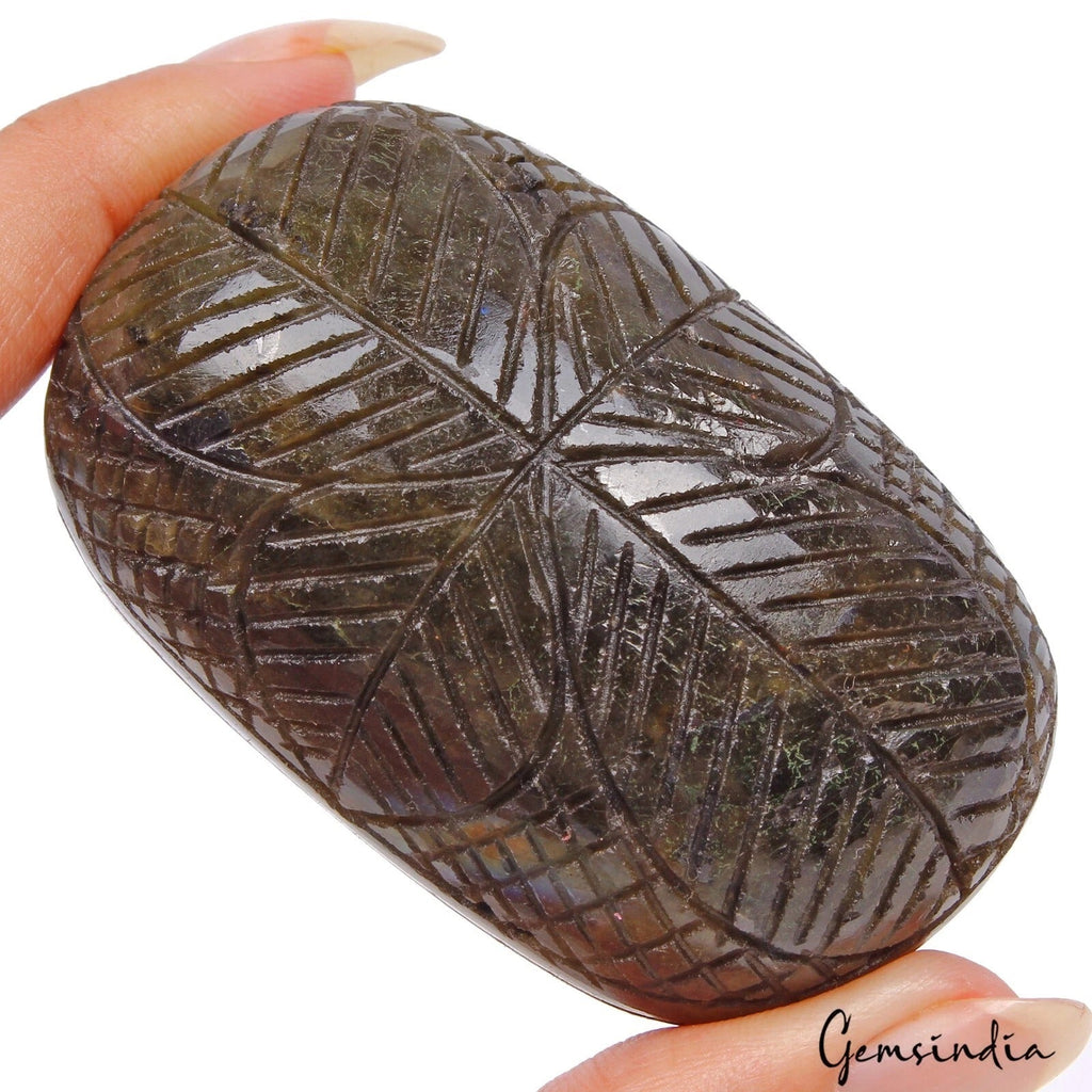 570 Carat Natural Labradorite Oval Shape Loose Hand Carved Multi Shine Gemstone
