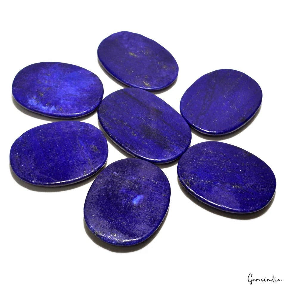 1900 Ct/7Pcs Natural Blue Gold Pyrite Lapis Lazuli Oval Cab Loose Wholesale Gems