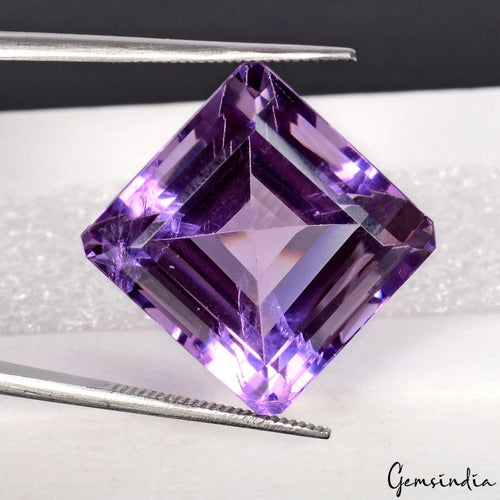 Amethyst Loose Gemstone, Emerald Faceted Cut, Untreated — 17x16x14mm, 31.00 Ct
