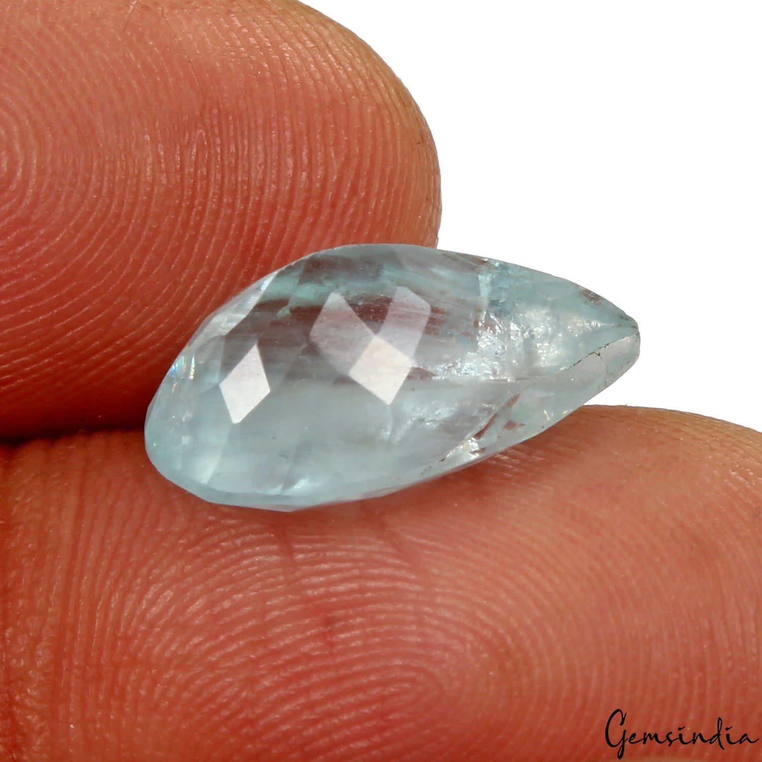 5.20 Cts Natural Untreated Aqua Blue Aquamarine Pear Faceted Loose Gemstone~14mm