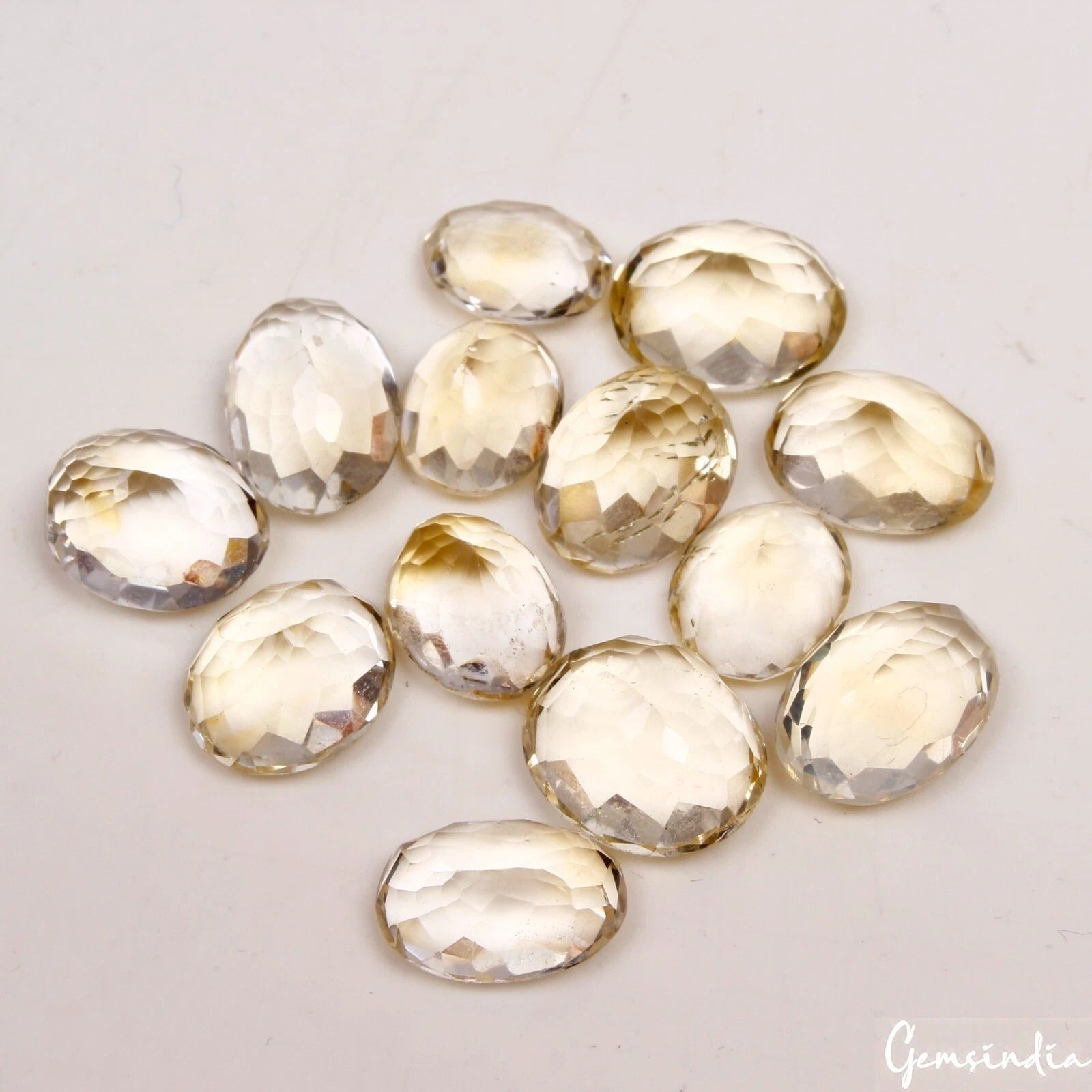 70.20 Ct/13 Pcs Natural Untreated Citrine Quartz Oval Cut Loose Gems for Jewelry