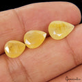 7.80 Ct Natural Untreated Ceylon Yellow Sapphire Pear Cut Loose Gemstones~3 Pcs