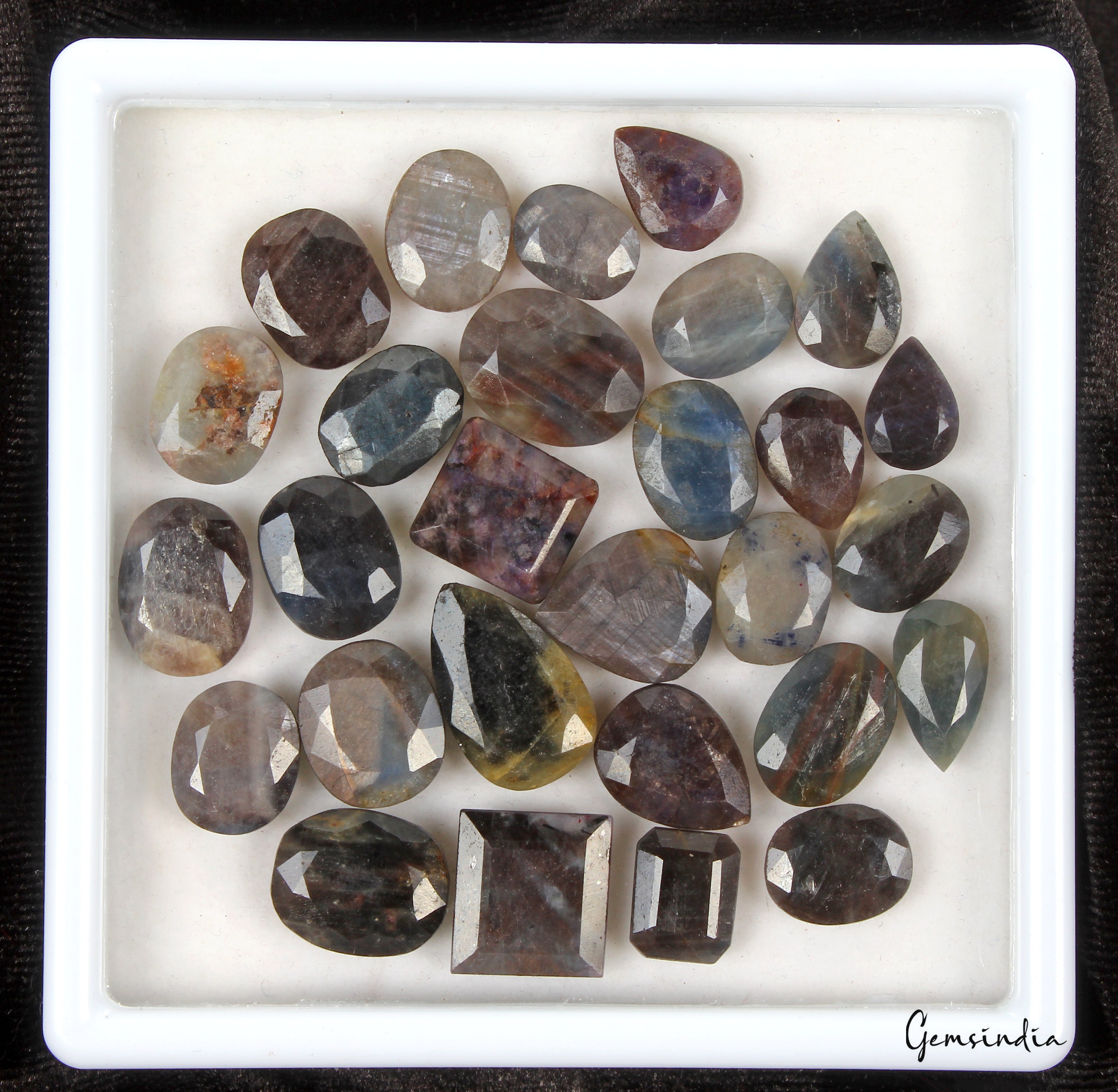 280 Ct/28 Pcs Natural Untreated Blue Gray Sapphire Mixed Cut Loose Gemstones Lot