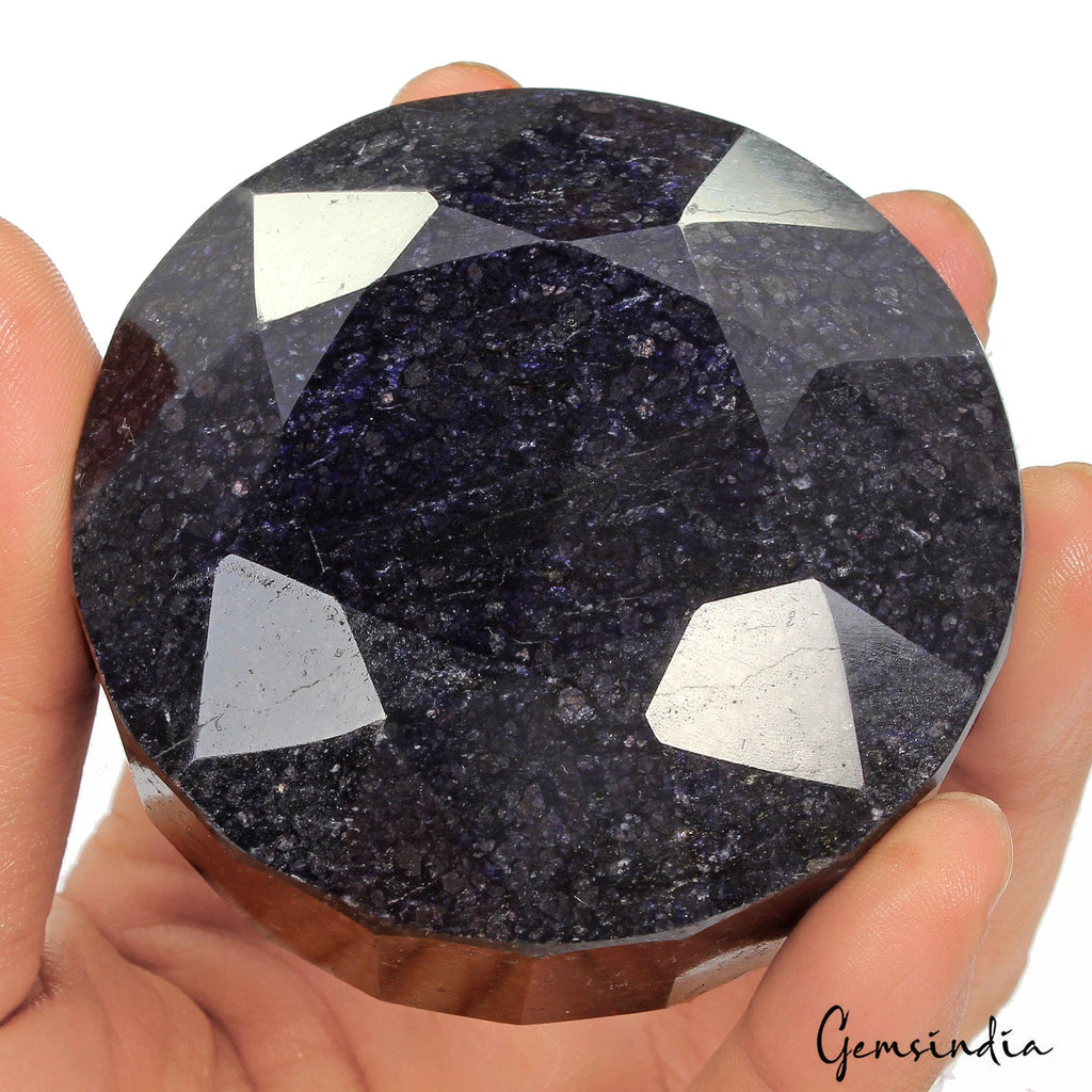 2130Ct Natural African Earth Mined Blue Sapphire Round Cut Huge Gemstone-68x46mm