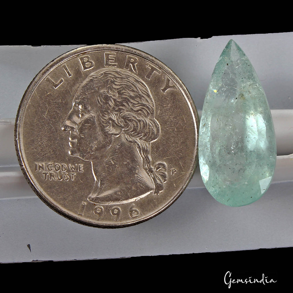 8.50 Ct Natural Untreated Aqua Green Aquamarine Pear Cut Faceted Loose Gemstone
