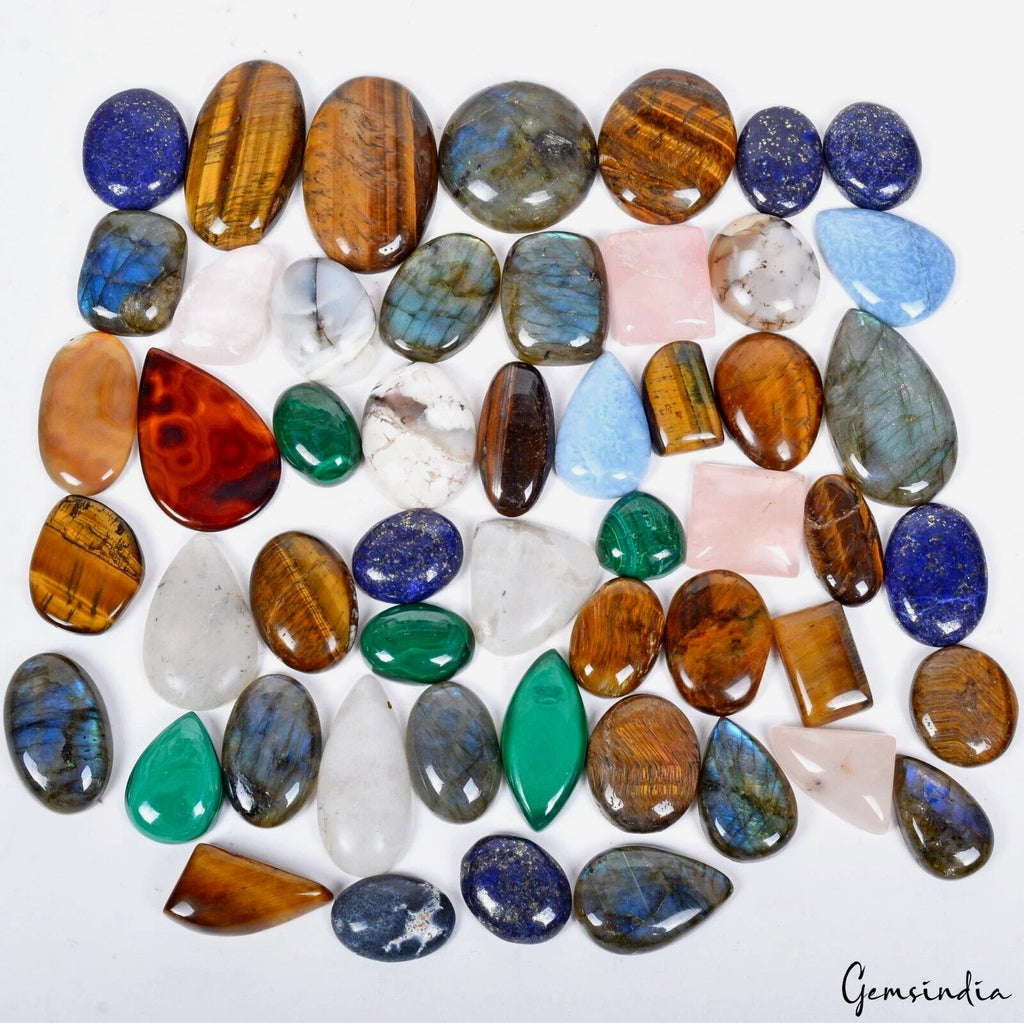 1850 Ct. Wholesale Lot Natural Cabochon Flatback Semi-precious Gemstones /52 Pcs