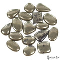 Pyrite Lot, Cabochon, Untreated, Gold — 17 Pieces, 16mm to 26mm, 350 Ct